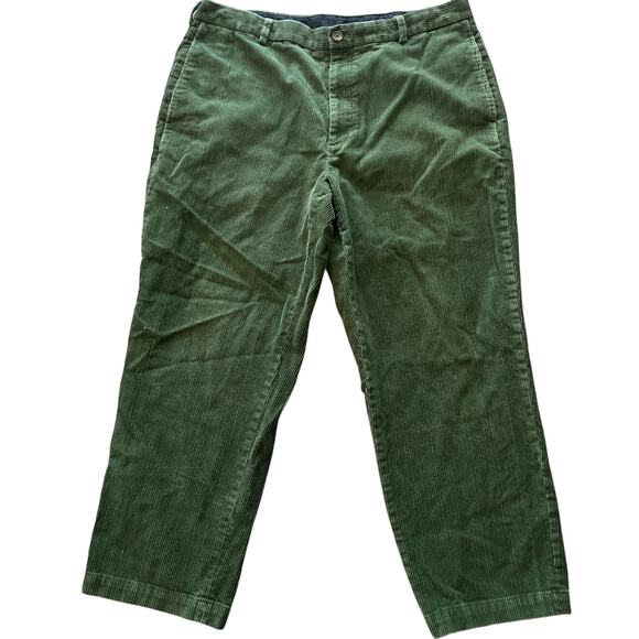 Brooks Brothers 346 Moss Green Corduroy Pants Sz 40x30 Flat Front Straight Leg - Picture 1 of 8